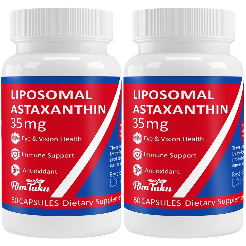 35 mg Liposomal Astaxanthine Supplement - Krachtige antioxidant ondersteuning voor de huid, gewrichts- en ooggezondheid - Natuurlijke anti-aging formule met Pure Astaxanthine - Vegan, Non-GMO, 120 capsules