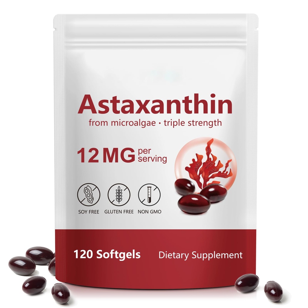HUALIJIA Astaxanthine 12mg, 120 Softgels 