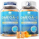 Visolie Omega 3 Gummies 1500mg voor volwassenen - Triple Strength met EPA & DHA, COQ10, Red Gist Rice - Wild Caught Omega 3 Fatty Acids Supplements for H