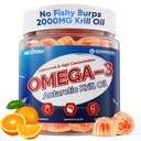 Liposomale Antarctische Krillolie Omega 3 Gummies 2000mg - Cellular Level Absorptie Omega-3 met EPA, DHA & Astaxanthine - Antioxidant & Hersenondersteuning - Visoliesupplementen Alternatief - 60 Tel.