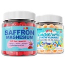 Saffraan + Magnesium Glycinate+ Omega-3 - Kalm Focus Gummies + Kids L-methylfolaat Gummies, Actieve 5-MTHF + Methyl B12, Vitamine B6, B2, Choline, Vegan Omega 3 DHA & EPA, Gemethyleerde Multivitamine