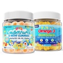 Kinderen L-methylfolaat Gummies, actieve 5-MTHF + Methyl B12, Vitamine B6, B2, Choline, Vegan Omega 3 DHA & EPA + Kids Omega 3 Gummies + Calcium 400mg + Vitamine D3 K2 + C, Omega-3 DHA & EPA Supplement
