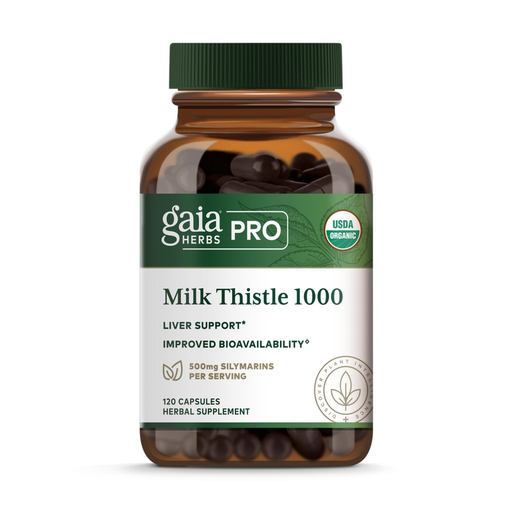 Gaia Kruiden Pro Melkdistel 1000 - Ondersteuningssupplement voor de levergezondheid* - Gezondheidssupplement voor levercellen* met Silactive Milk Thistle Fruit Extract - 120 capsules (30 porties)