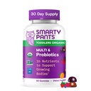 SmartyBants Biologische Peuter Multivitamine Gummies: Probiotica, Omega 3 (ALA), Vitamine D3, C, Vitamine B12, B6, A, K & Zink, Beta Caroteen, Glutenvrij, Drie Fruitsmaken, 60 Tellen (30 Dagen Levering)