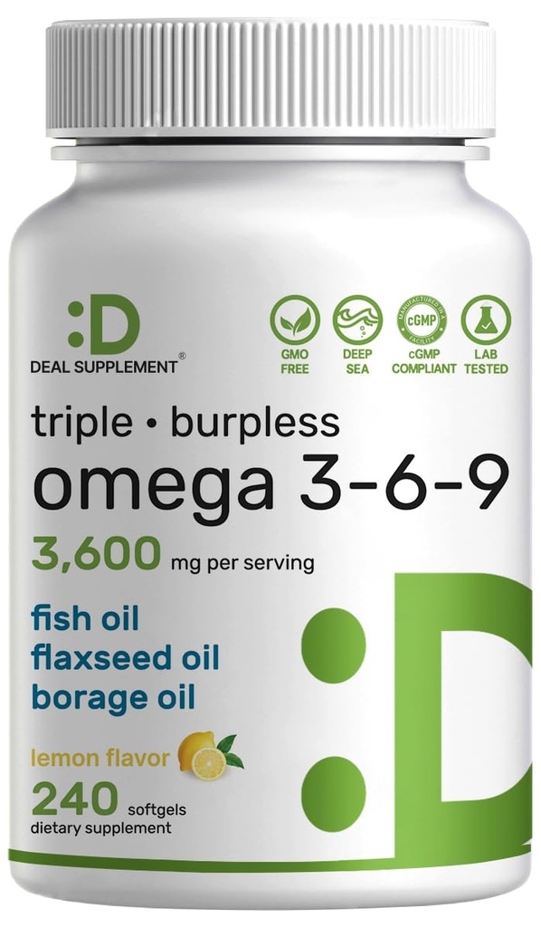 Triple Omega 3-6-9 Fish Oil Supplementen 3.600mg 