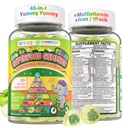 NEVISS Kids 4+ & Teens Super Greens 40-in-1 Gummies w/Multivitamine, Omega3 Ijzer, D3K2, Picky Eater Biologische Super Fruit Veggies Superfood Gummy, Mushroom, Lutein 
