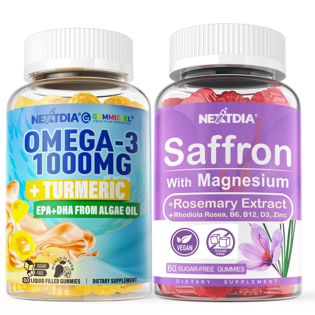 Vegan Omega-3 1000mg + Kurkuma, Saffron Supplementen Gummies