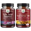 Bundel van Green Coffee Bean Extract voor Uric Acid Cleanse - Kurkuma Tart Cherry & Selderij Zaad en IJslands Wild Caught Cod Liver Oil Softgels - Vis Omega 3 EPA DHA Vitamine D & A 1000mg per portie