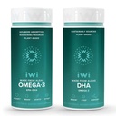 Iwi Omega-3 & DHA Omega-3 Bundle, 30 Servers, Vegan Plant Based Algen Omega 3, Krill & Fish Oil Alternative, No Fishy Aftersmaak