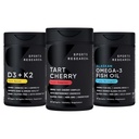 Sports Research® Multivitamine Pack w/CherryPure® Tart Cherry Fruit Complex 800mg, Vitamine D3 5000iu + K2 100mcg, en Alaskan Omega-3 Visolie 1250mg - Niet-GMO · Suikervrij · Glutenvrij