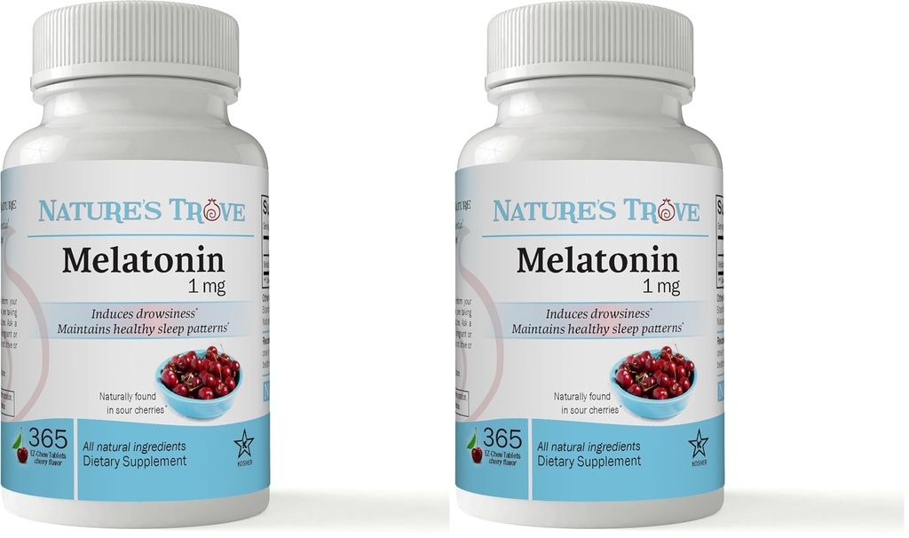 Nature's Trove Melatonine 1mg 365 EZ-Chew Tablets Cherry Flavor (pack van 2)