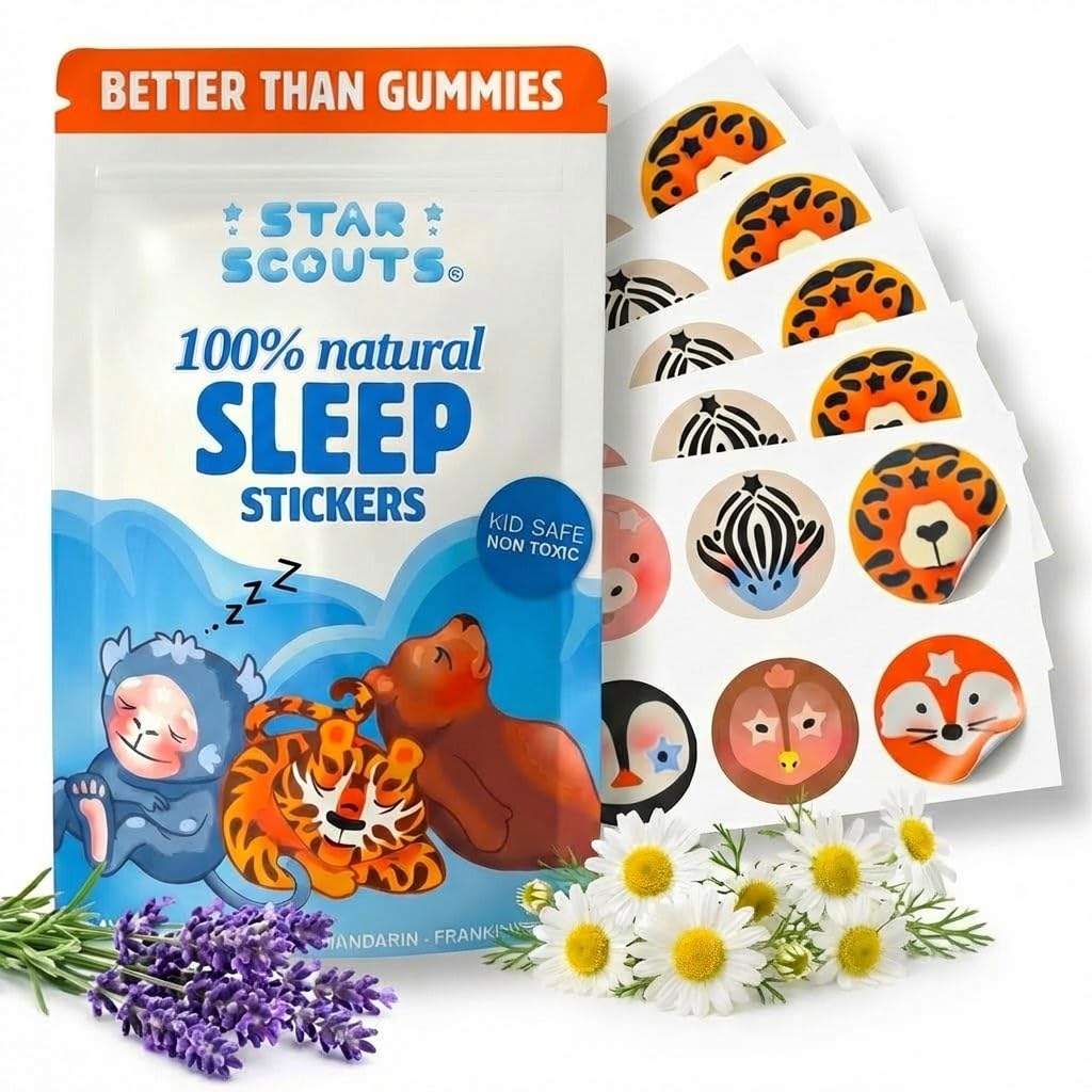 Sterrenverkenners Slaap Patches voor kinderen - 30 Kalmerende Sleepy Stickers voor kinderen met slaapkaart - Melatoninevrije slaaphulp Patches voor peuters, kinderen en tieners met Lavender & kamille olie