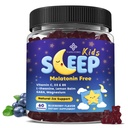 Kinderen Slaap Gummies Melatonine Gratis - met Magnesium Glycinate, Citroen Balm, L-Theanine & GABA - Kalmerende Ontspanning, Steun Natuurlijke Slaap, Rustige Geest - Berry Smaak, Non-Habit Vorming