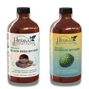 Kruidenaansluitingen Biologische Soursop & Black Seed Bitters Bundle - Natuurlijke plantaardige ingrediënten voor Gentle Detox & Digestieve Gezondheid Twee flessen, 32 Ounces (16 Ounces Elk), 64 Servers