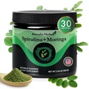 Organische Spirulina + Biologische Moringa Greens Poeder, Glutenvrij, Veganistisch Vriendelijk, Detox & Digest, Superfoods 30 Servers Made in USA