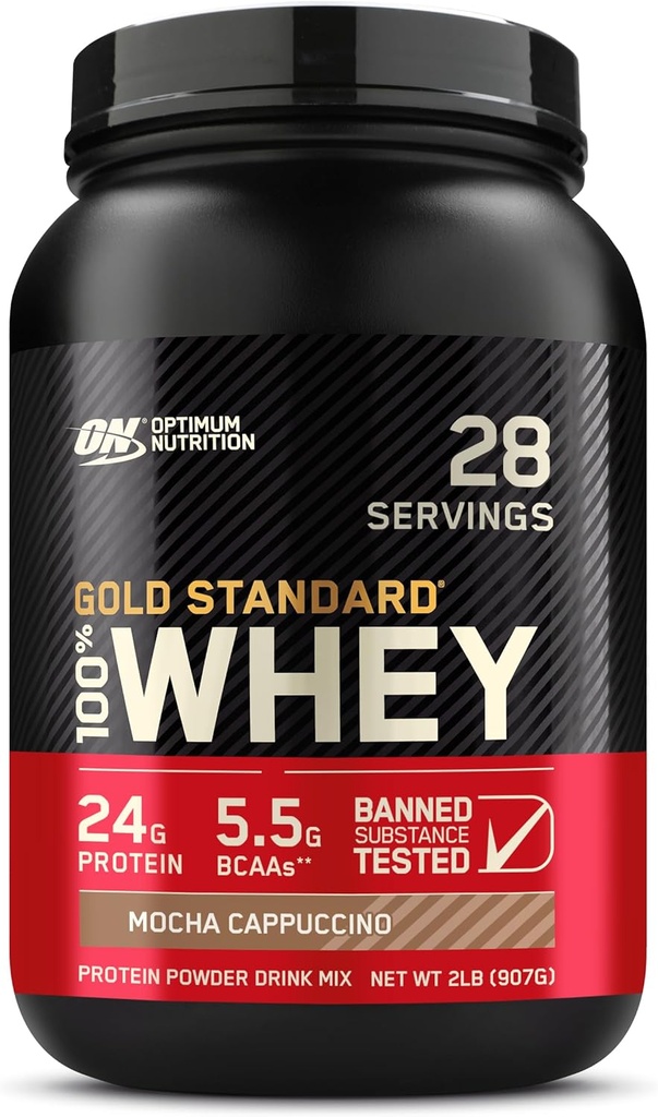 Optimale voeding Gold Standaard 100% Wei Proteïne Poeder, Mocha Cappuccino, 2 Pond (Verpakking mei Vary)
