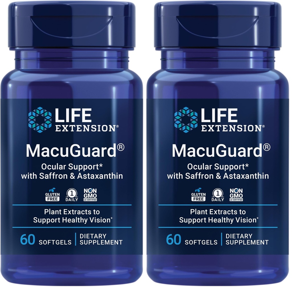 Life Extension MacuGuard Ocular Support with Saffron & Astasured 
