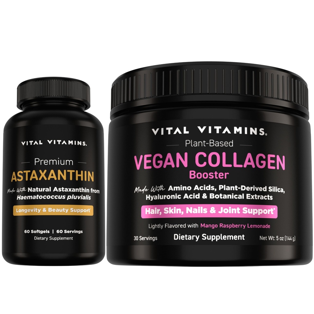Vitale vitamines Astaxanthine + Vegan Collageen Booster Poeder