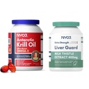 Krill Oil Omega 3 Supplement 1000mg en Milk Thistle Liver Detox Supplement 400mg, 2 Pack