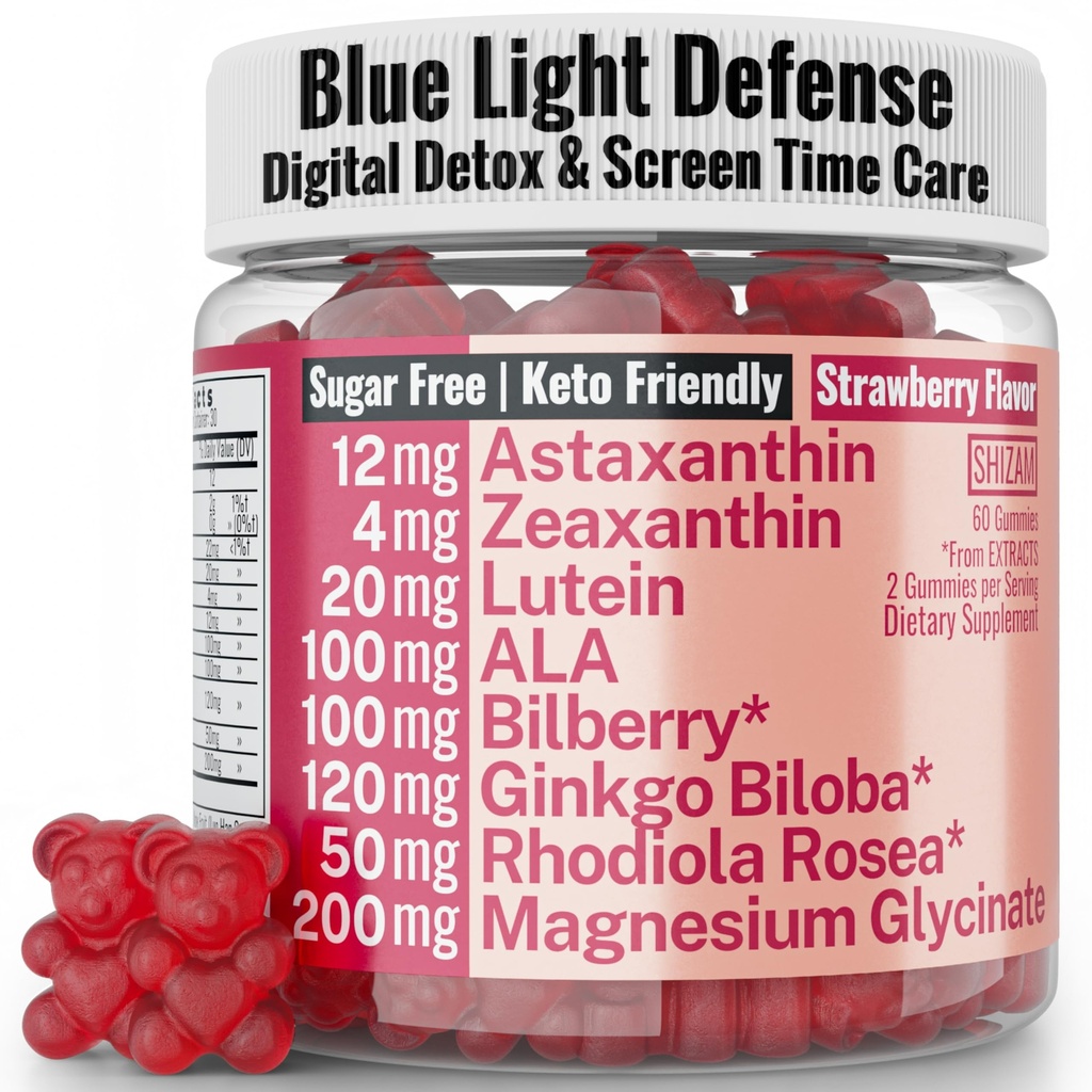 Rhodiola Rosea ALA Ginkgo Biloba Astaxanthine Lutein Zeaxanthine Bilberry Magnesium Glycinate Gummies for Eyes Brain Kids, Rhodiola ALA Capsules Pillen Tinctuur Supplementen Alt, 300mg 24mg 20mg 12mg 40mg