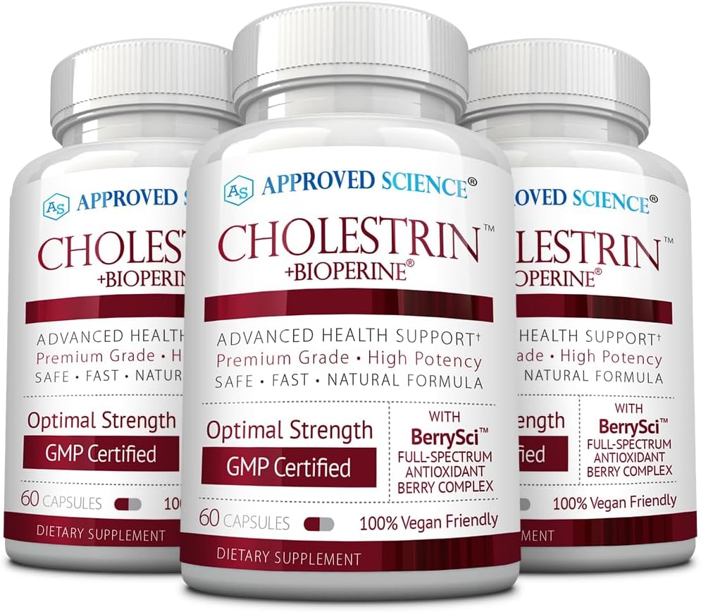 Goedgekeurde Science Cholesterin - Lipide Level Support - Antioxidanten, Lecithin, Berberine HCL, Berrys, BioPerine - 60 Capsules - Verpakking van 3
