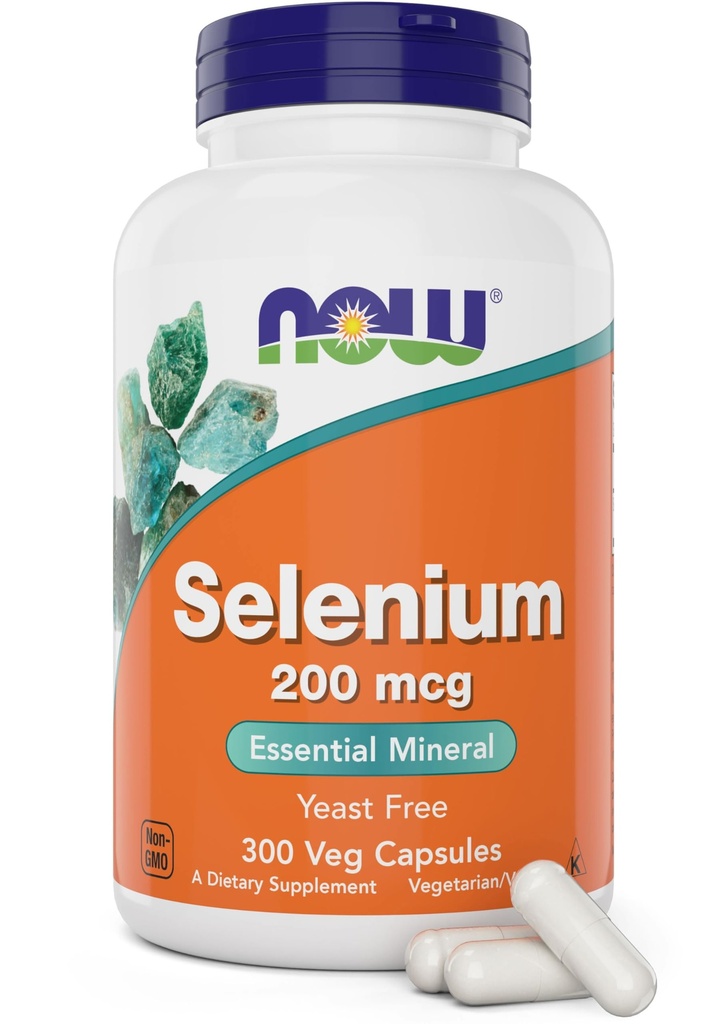Now Foods Selenium 200mcg Capsules, 300 Count - L Selenomethionine Mineral Supplement for Women & Men - Veg Caps, Non-GMO, Vegan Friendly, Yeast-Free