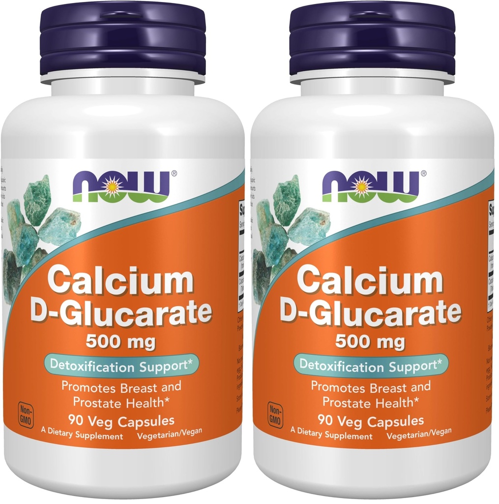 NOW Voedingssupplementen, Calcium D-Glucaraat 500 mg, Ontgiftingsondersteuning*, 90 Veg Capsules, (verpakking van 2)