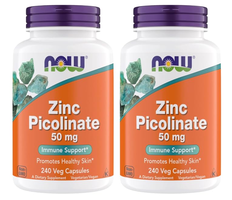 Nu Supplementen, Zink Picolinaat 50 mg, Ondersteunt Enzyme functies, Immune Support, Non-GMO, Kosher, Geschikt voor Veganisten - 240 Vegetarische Capsules (pakket van 2)