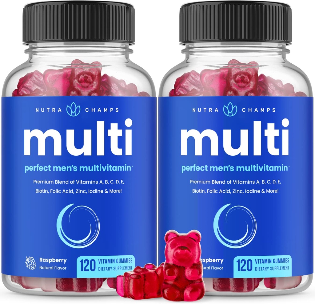 NutraChamps Multivitamin for Men, 240 Count, Vitamins A, B, C, D, E, Biotin, Zinc, Mens Gummy Multivitamins Supplement, Chewable Daily Multi Gummy Vitamins for Men (Pack of 2)