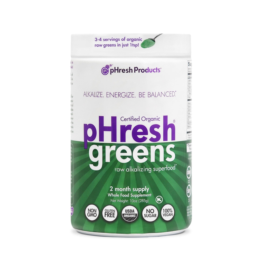 pHresh - Groenen Raw Alkalizing Superfood Greens Powder - 2 maanden aanbod - Vegan, Kosher, Glutenvrij - Natuurlijke enzymen, voedingsstoffen - goedgekeurd voor Intermitterende Vasting - 10 oz
