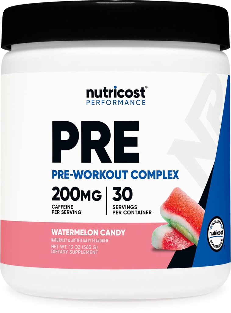 Nutricost Pre-Workout Powder (Watermelon Candy) 30 porties - GGO-vrij, glutenvrij, vegetarisch