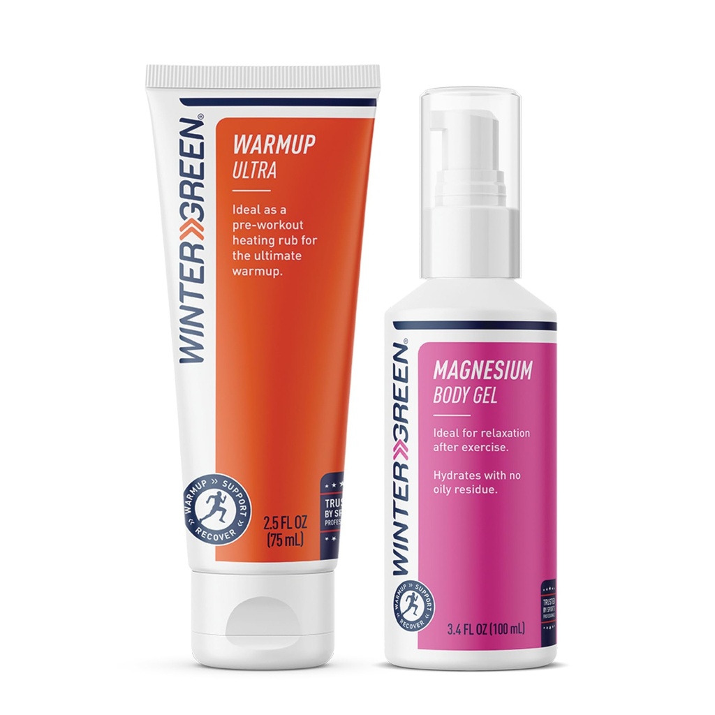 Wintergeen Workout Pack: Magnesium Gel and Workout Lotion for Preworkout and Post-Workout, Muscle Rub for Workout and Magnesium Gel for Leg Cramps