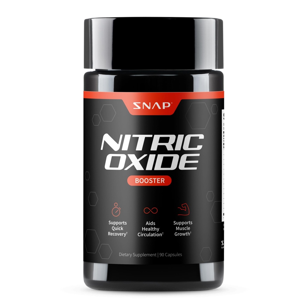 Snap Supplementen Nitric Oxide Booster Pre-workout, Muscle Builder - L Arginine, L Citrulline 1500mg Formule, Tribulus Extract & Panax Ginseng, Strength & Endurance (90 Capsules)