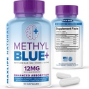 MAXLIFE NATUURLIJST Pure Methyleen Blue Capsules, Ultimate Methyleen Blue Pharmaceutical Graad 12mg - 60 Capsules met Vitamine C Ester & NAC Glycine, ondersteunt Cellular & Cognitive Functie, Made in USA