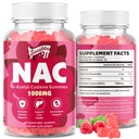 NAC Gummies Sugar-Free, N-Acetyl Cysteine NAC Supplement 1000mg voor Antioxidanten, Immuun Ondersteuning, Non-GMO, Gluten-Free, Veganistisch 