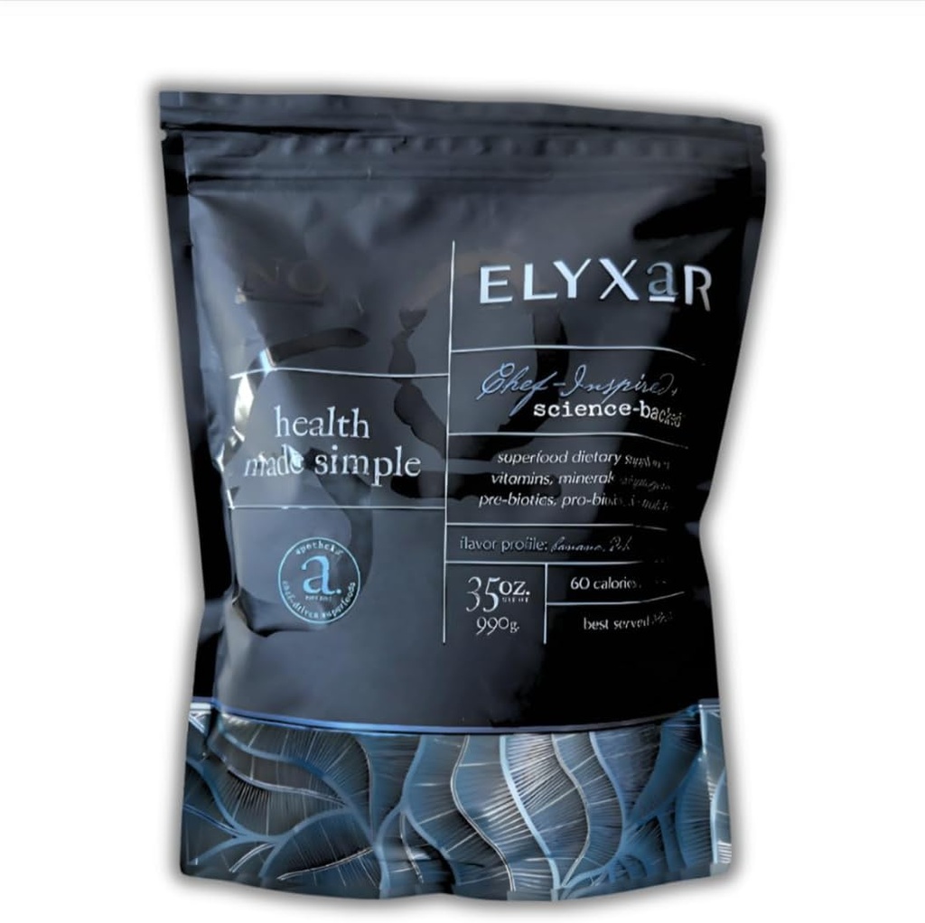 ELYXaR Daily Superfood Complex - Supplement Powder - 60+ Vitamins, Minerals, Wholefood-Sourced Ingredients, Stress Adaptogens, Pro & Prebiotics, Digestive Enzymes, & Electrolytes - 30 Servings