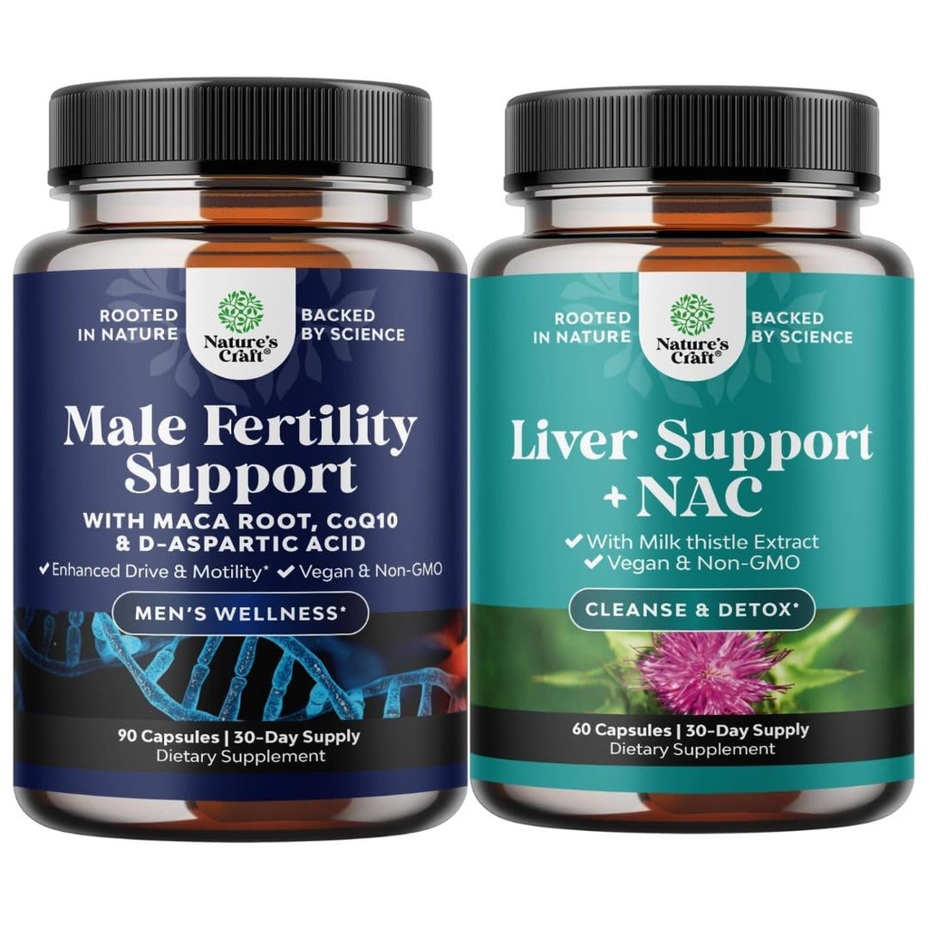 Bundle of Fertility Supplement met CoQ10 Maca Root Methyl Folate & D-Aspartic Acid and Liver Support NAC Supplement with Milk Thistle Extract N Acetyl Cysteine, Artichoke, Choline & Beetwortel