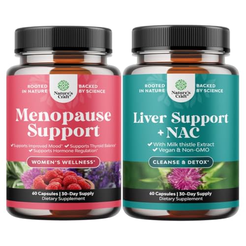 Bundle of Complete Herbal Menopauze Supplement voor Nacht Sweaters Hot Flashes & Mood Swings and Liver Support NAC Supplement met melkdistel voor leverreiniging Detox & Repair - N Acetyl Cysteine