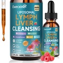 Liposomale Lymfatische Drainage & Lever Reiniging Drops, 23-in-1 met Echinacea, NAC, TUCCA, L-Glutathione, Burdock voor lymf, Lever Detox & Reparatie, Immune Support, Raspberry Flavor, 2 fl oz Supplement
