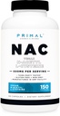 Primal N-Acetyl L-Cysteine (NAC) 600mg, 150 Capsules - Vegan N-Acetyl L-Cysteine supplement, GGO-vrij, glutenvrij