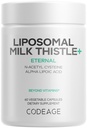 Codeage Liposomal Milk Thistle+ Supplement - Silymarin van Silybum Marianum, NAC, Artichoke Leaf, Dandelion Root, Alpha Lipoic Acid, BioPerine, Liposomale Levering - Non-GMO - 60 Capsules
