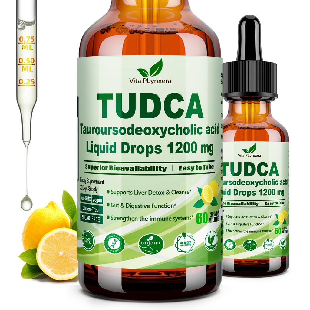 Pure TUCCA Bile Salts Liquid Drops 1200mg (Taurouroso deoxycholic Acid) Premium Leverondersteuning, Bile Flow & Gallbladreiniger Supplement