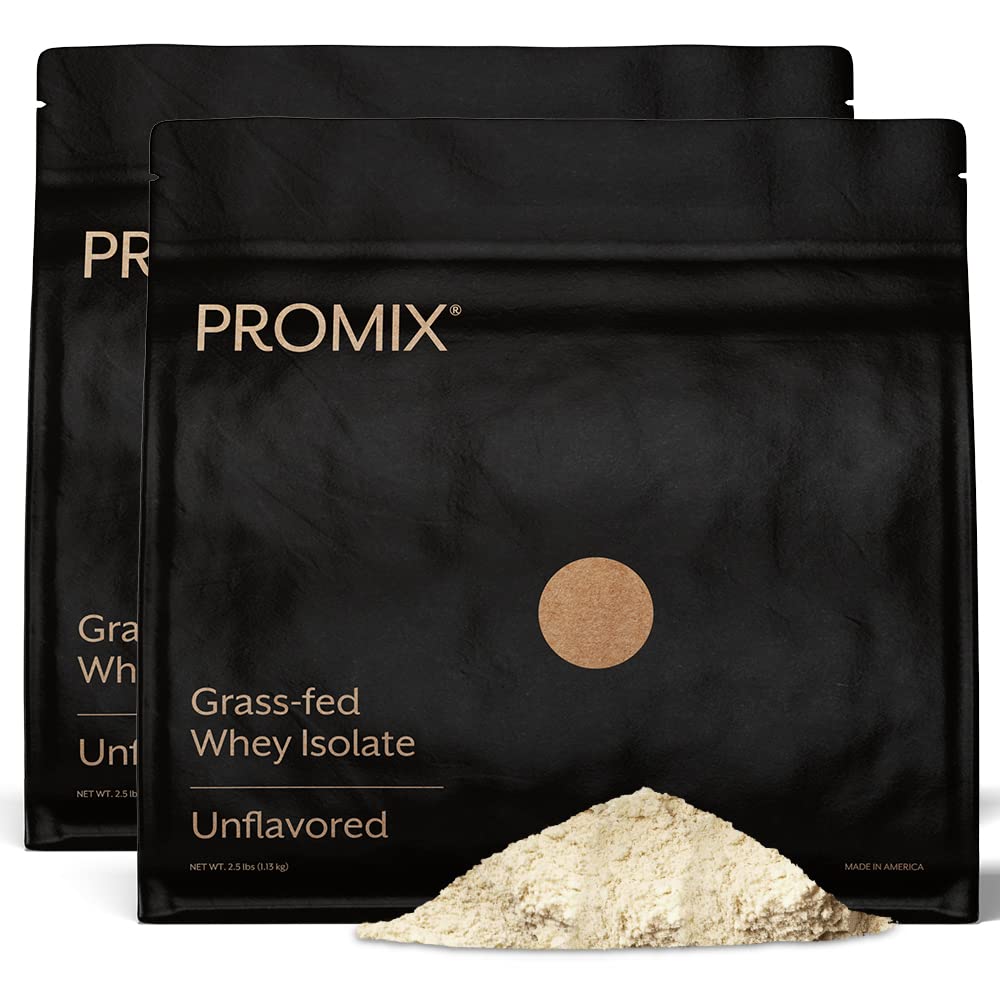 ProMix Nutrition Wei Protein Isolaatpoeder, ongearomatiseerd - Grass-Fed & 100% all Natural - Post workout Fitness & Nutrition Shakes, Smoothies, Bakken & Cooking Recepten - 2.5 Pond (verpakking van 2)