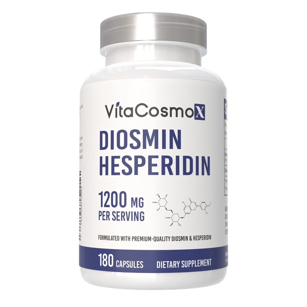 Diosmin Hesperidin 1200 mg Complex, 240 capsules, Citrus Bioflavonoïden Rich Fruit Extract, 100% vegetarisch, niet-GMO en Glutenvrij (180 telling)