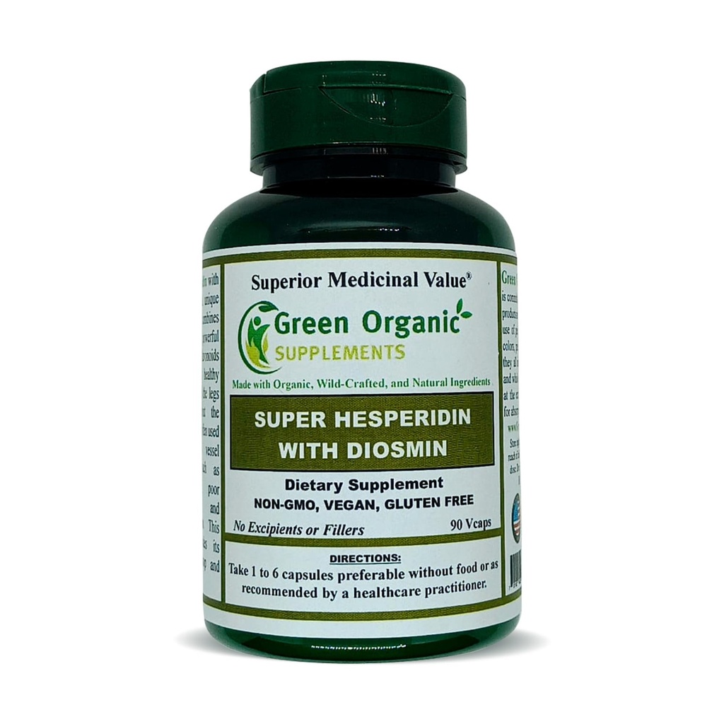 Green Organic Supplements Hesperidin, Diosmin 180, Unieke Formule (Hand Made, Non-GMO, Vegan, Glutenvrij) (Pack of 2)