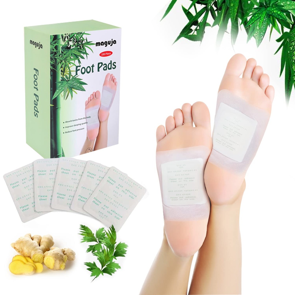 100PCS Natural Bamboo Vinegar Foot Pads Foot and Body Care | Deep Cleansing Foot Paches for Stress Relief, Better Sleep Suitable for Travel or Home Use