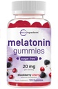 Micro Ingrediënten Melatonine 20mg Gummy's voor volwassenen, 120 Telling 