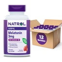 Natrol Melatonine 3mg, Aardbei-gearomatiseerde Dieetsupplement voor rustgevende slaap, 150 Fast-dissolve tabletten, 150 dagen levering