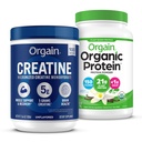 Orgain Creatine Monohydraat Poeder 17.64 Oz (100 porties) & Organic Vegan Vanilla Bean Protein Powder 2.03 lb Bundle - Plant Based Protein and Muscle Support