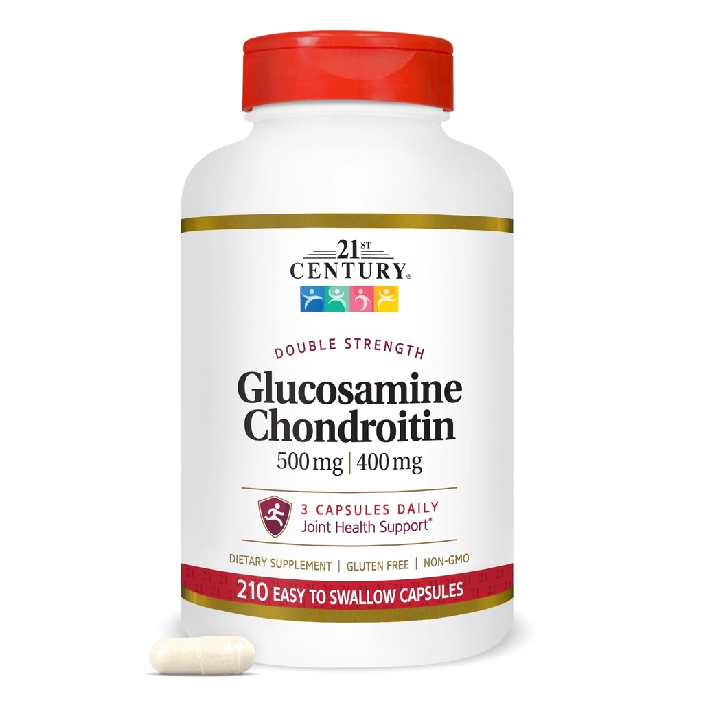 21e eeuw Glucosamine Chondroitin 500/400mg - Dubbele sterkte, cp 210 Tel.
